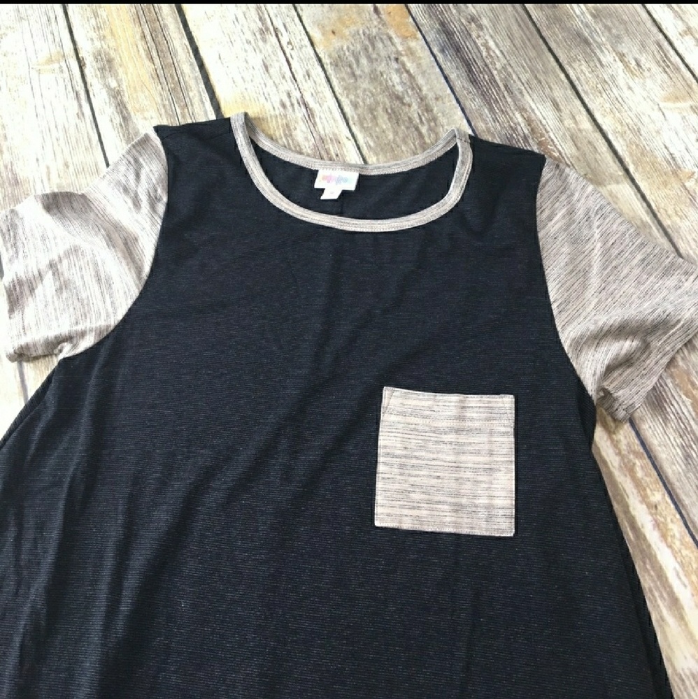 WORN ONCE Med Lularoe Carly Heathered blue & cream